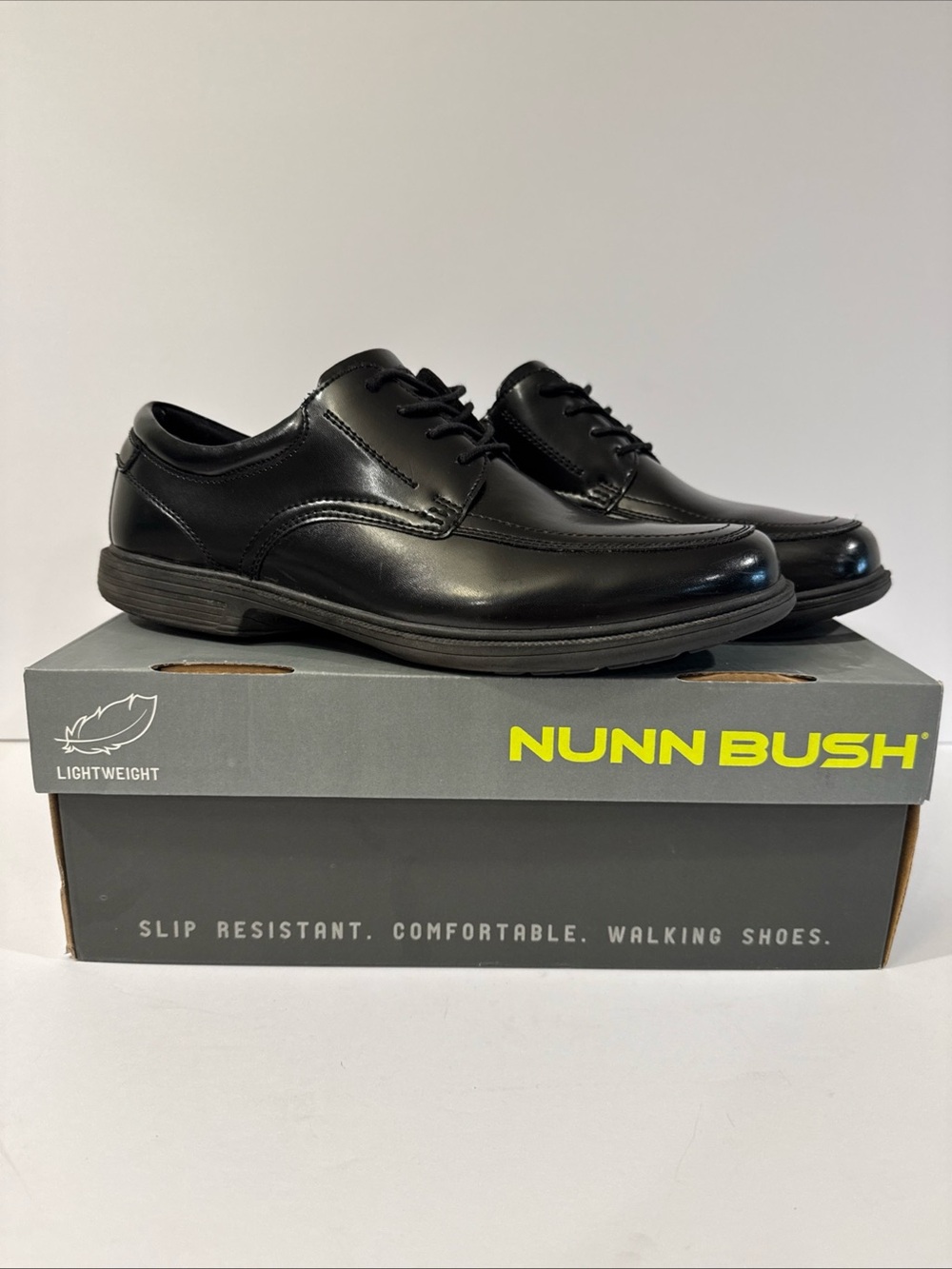Nunn Bush Black Dress Shoes - Size 11.5 - Leather,  Slip Resistant, Lightweight